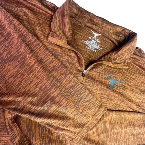 Texas Longhorn Men's 2XL Burnt Orange and Grey Quarter-Zip Long Sleeved Pullover - Picture 1 of 9
